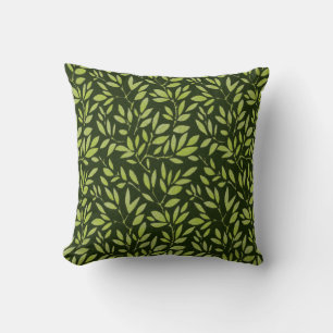 Imitate Batik Green Blätter auf grün Kissen