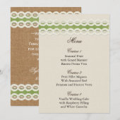 IMITATE begraben und bringen Limone Hochzeit Menükarte (Vorne/Hinten)