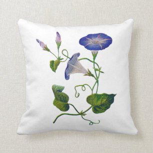 Imitate bestickt Blue Morning Glory Pillow Kissen