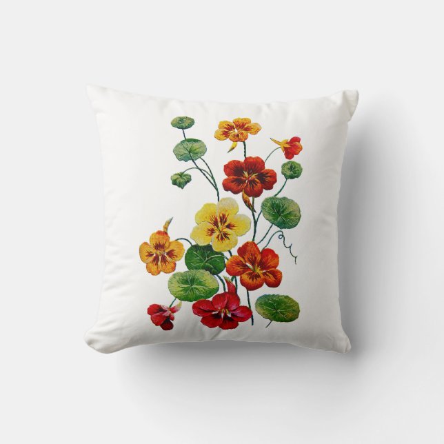 Imitate bestickt farbenfrohe Nasturtien Pillow Kissen (Vorderseite)