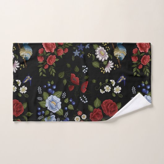 Imitate bestickt mit Rot und Blau Badhandtuch Set (Handtuch)