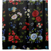 Imitate bestickt mit Rot und Blau Duschvorhang (Vorderseite)