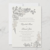 Imitate bestickt Peonies formale Perlenhochzeit Einladung (Vorderseite)