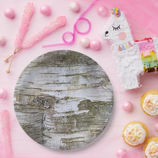 Imitate Birch Tree Bark Texture Look Muster Pappteller (Party)