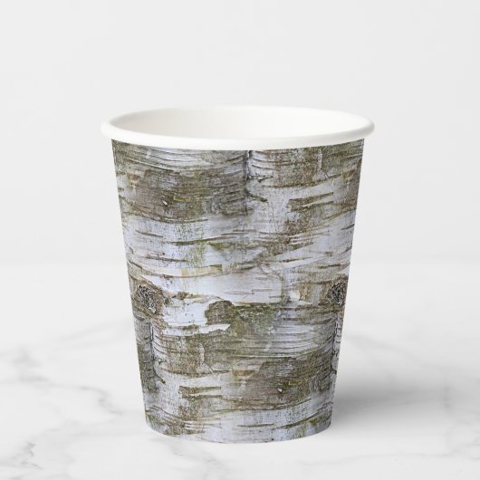 Imitate Birkenbaum Rinde Textur Look Muster Papier Pappbecher (Vorderseite)