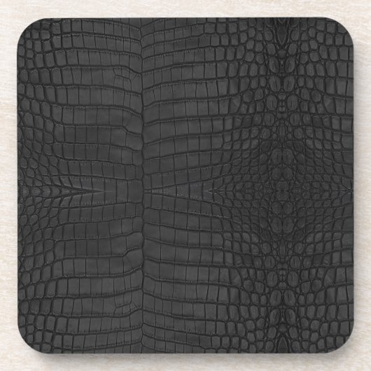 Imitate Black Crocodile Leather Print Getränkeuntersetzer (Vorderseite)