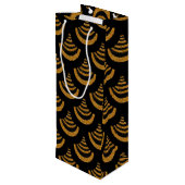 Imitate Black & Gold Glitzer | Art Deco Geschenktüte Für Weinflaschen (Rückseite Schrägansicht)