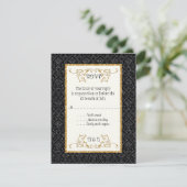 Imitate Black Gold Glitzer Damask Ticket Style UAW RSVP Karte (Stehend Vorderseite)