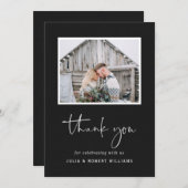 Imitate Black Kraft Rustic Wedding 2 Foto Dankeskarte (Vorne/Hinten)