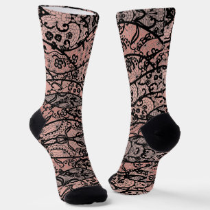 Imitate Black Lace Fishnet Blume Socks Socken