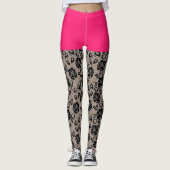Imitate Black Lace Fishnet Funny Leggings Pink Kur (Vorderseite)