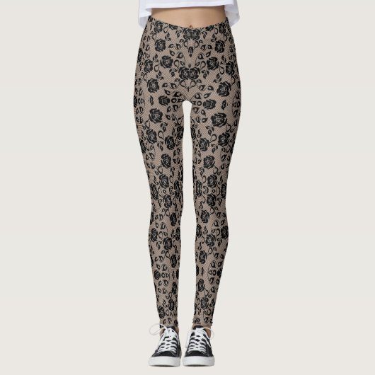 Imitate Black Lace Fishnet Leggings (Vorderseite)