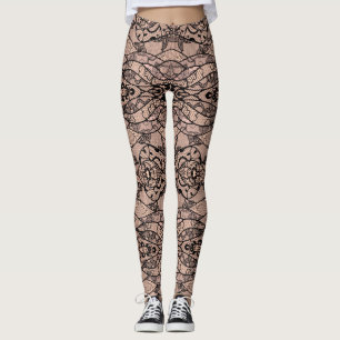 Imitate Black Lace Fishnet Leggings mit Blume