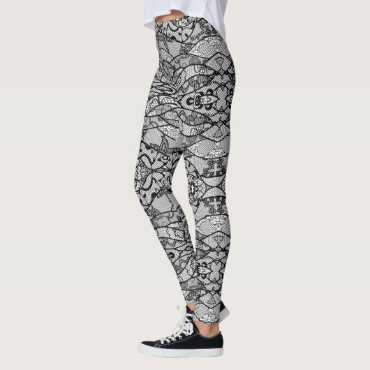 Imitate Black Lace Fishnet Leggings Moderne (Links)