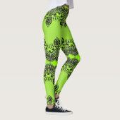 Imitate Black Lace Fishnet Leggings Neon Green Col (Rechts)
