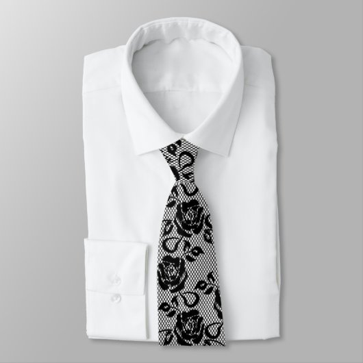 Imitate Black Lace Fishnet Neck Tie Krawatte (Gebunden)