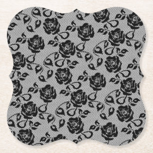 Imitate Black Lace Fishnet Paper Untersetzer mit R