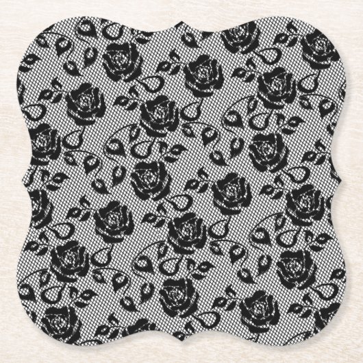 Imitate Black Lace Fishnet Paper Untersetzer mit R (Vorderseite)