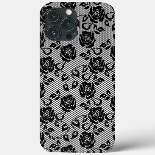Imitate Black Lace Rose Fishnet Case-Mate iPhone Hülle (Rückseite)