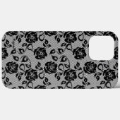Imitate Black Lace Rose Fishnet Case-Mate iPhone Hülle (Rückseite (Horizontal))