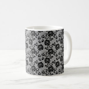 Imitate Black Lace Rose Fishnet Coffee Tasse