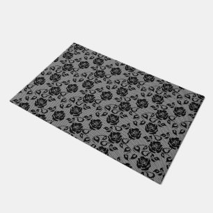 Imitate Black Lace Rose Fishnet Doormat Fußmatte