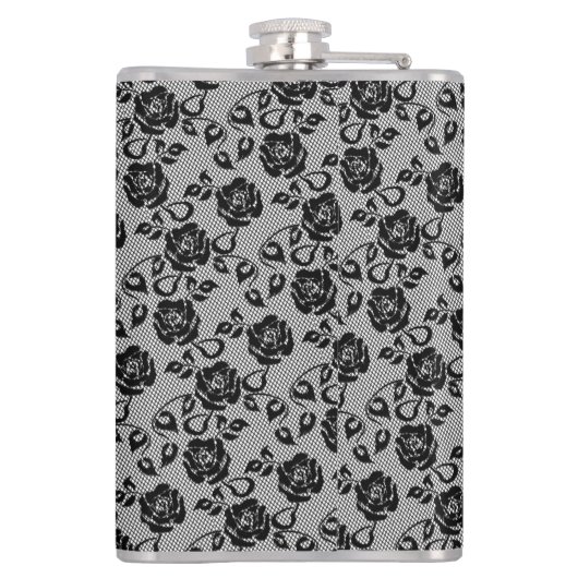 Imitate Black Lace Rose Fishnet Flask Geschenk Flachmann (Rückseite)