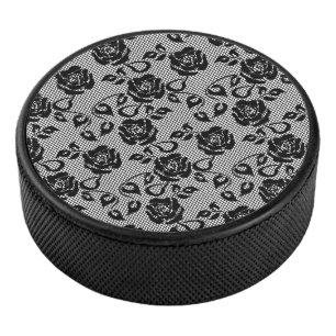 Imitate Black Lace Rose Fishnet Hockey Puck