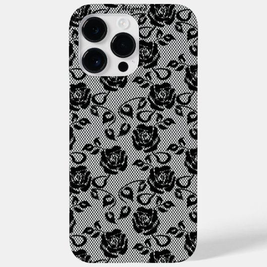 Imitate Black Lace Rose Fishnet iPhone Fall Case-Mate iPhone Hülle (Rückseite)