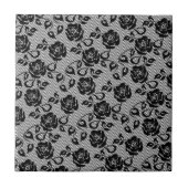 Imitate Black Lace Rose Fishnet Keramik Tile Fliese (Vorderseite)