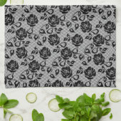 Imitate Black Lace Rose Fishnet Küchentuch (Gefaltet)