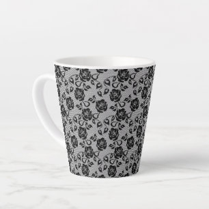 Imitate Black Lace Rose Fishnet Latte Tasse