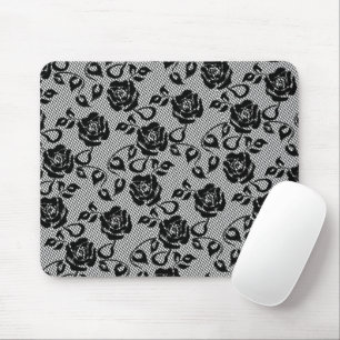 Imitate Black Lace Rose Fishnet Mouse Pad Mousepad