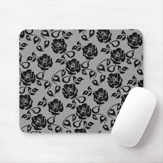 Imitate Black Lace Rose Fishnet Mouse Pad Mousepad (Mit Mouse)