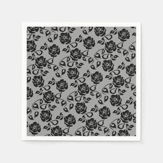 Imitate Black Lace Rose Fishnet Napkins Serviette (Vorderseite)