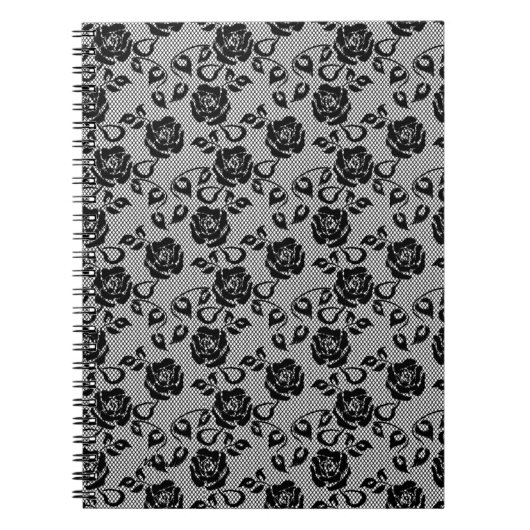 Imitate Black Lace Rose Fishnet Notebook Notizblock (Vorderseite)