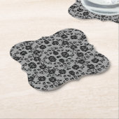 Imitate Black Lace Rose Fishnet Paper Untersetzer (angewinkelt)