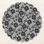 Imitate Black Lace Rose Fishnet Paper Untersetzer (Vorderseite)