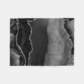 Imitate Black Marbled Agate Elegante Silver Glitze Fleecedecke (Vorderseite (Horizontal))