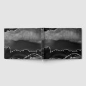 Imitate Black Marbled Agate Elegante Silver Glitze Gästebuch (Voll)