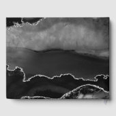 Imitate Black Marbled Agate Elegante Silver Glitze Gästebuch (Rückseite)