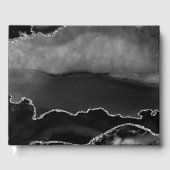 Imitate Black Marbled Agate Elegante Silver Glitze Gästebuch (Vorderseite)