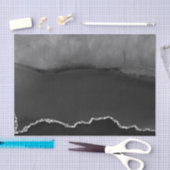 Imitate Black Marbled Agate Elegante Silver Glitze Seidenpapier (Handwerk)