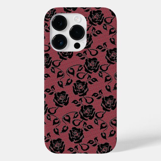 Imitate Black Red Lace Rose Fishnet iPhone Fall Case-Mate iPhone Hülle (Rückseite)