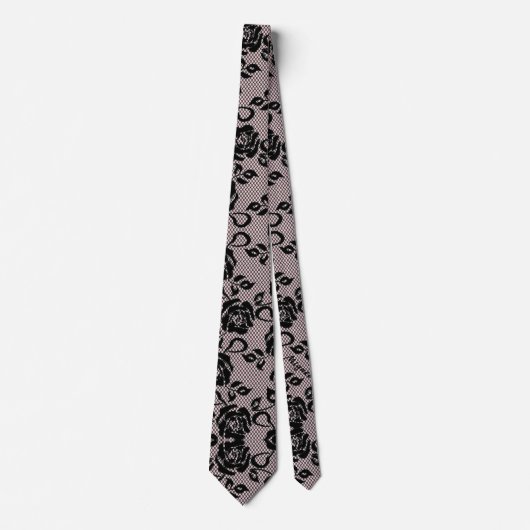 Imitate Black Rose Lace Fishnet Neck Tie - Romanti Krawatte (Vorderseite)