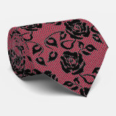 Imitate Black Rose Lace Fishnet Red Neck Tie Weddi Krawatte (Gerollt)