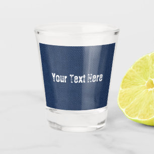 Imitate Blau Jeans Fabric Custom Text Shot Glass Schnapsglas