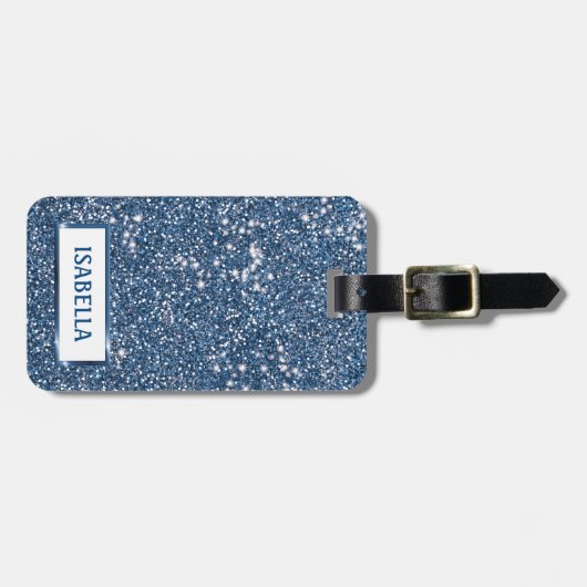 Imitate Blauer Glitzer Textur mit benutzerdefinier Gepäckanhänger (Vorderseite horizontal)