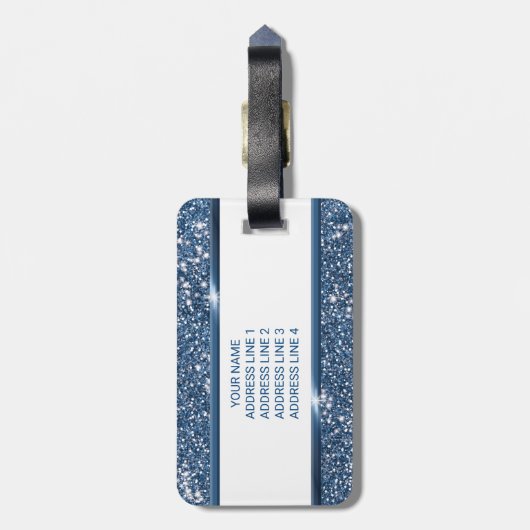 Imitate Blauer Glitzer Textur mit benutzerdefinier Gepäckanhänger (Rückseite vertikal)
