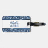 Imitate Blauer Glitzer Textur mit benutzerdefinier Gepäckanhänger (Rückseite horizontal)